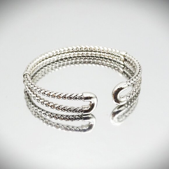 ROBERTO COIN The Fifth Season  Sterling Silver Woven Cuff Bracelet - Picture 1 of 10